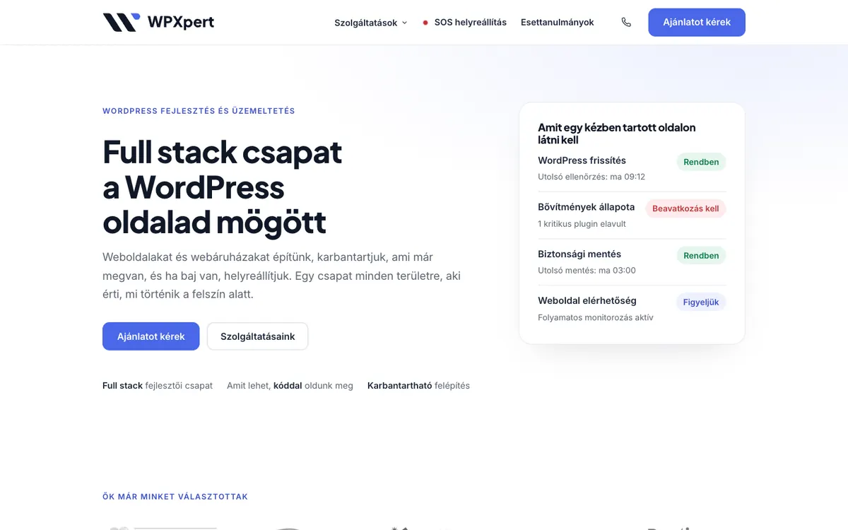 Az WPXpert weboldala (képernyőkép)
